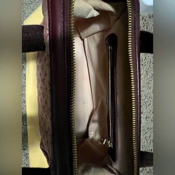 RARE vintage LV denim burgundy Josephine mini Lin. - Picture 10 of 14